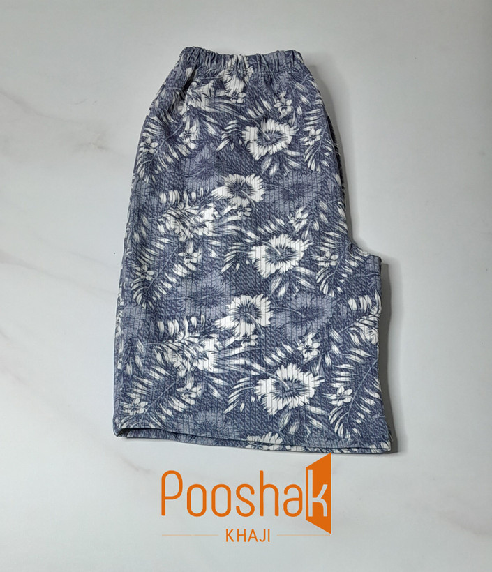 ست تی شرت و شلوارک زنانه جنس ملانژ لاکرا طرح هاوایی
